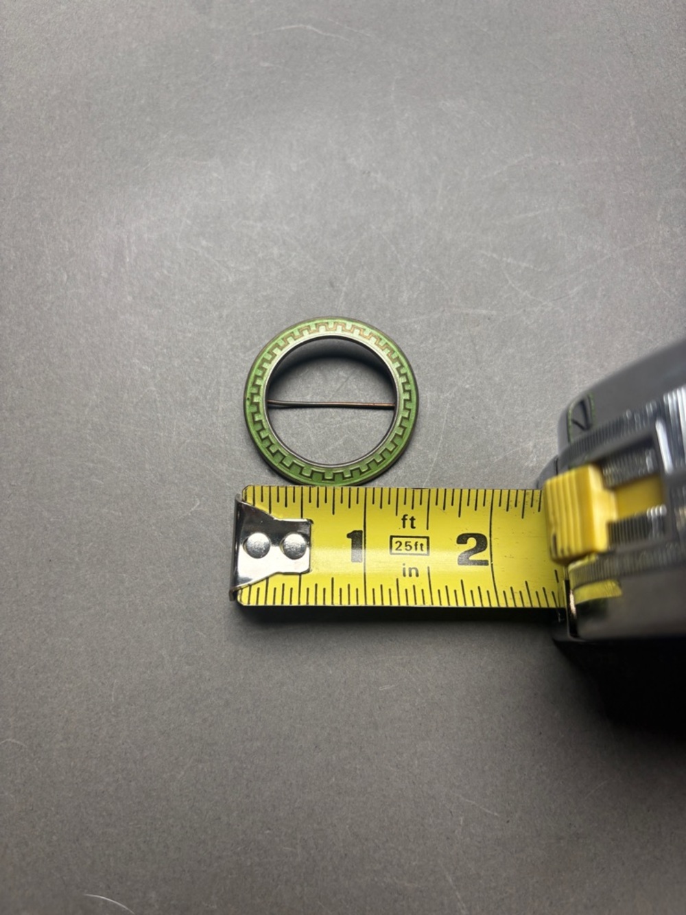 Vintage Stamped Sterling Round Art Deco Brooch in Green and Gold Tones